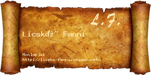 Licskó Fanni névjegykártya